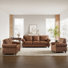 3-Piece Rolled Arm Fabric Sofa Set,Nailhead Trim & Solid Wood Legs Living Room Set
