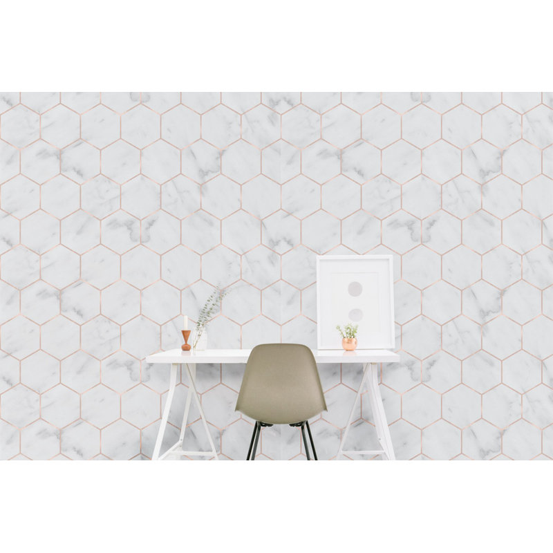 Marble Hexagon Vinyl Wallpaper Roll by Jamie Graney