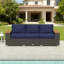 3-Seat PE Rattan Wicker Sofa  Outdoor Patio Sofa with Cushions