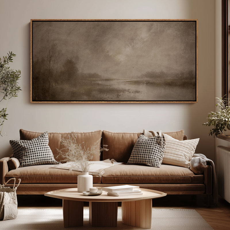 Extra Large Moody Misty Landscape, impression d'art mural, H 30 po x l 60 po, Naturel