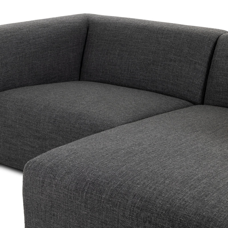 Canapé modulaire 2 pièces Alistair Sloan, Face à la droite, Mélange de polyester gris anthracite Saxon
