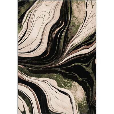Modern Abstract Marble Area Rug – 100% Polyester Living Room Carpet, Antistatic, Soil & Water Repellent, Colourfast Indoor Rug