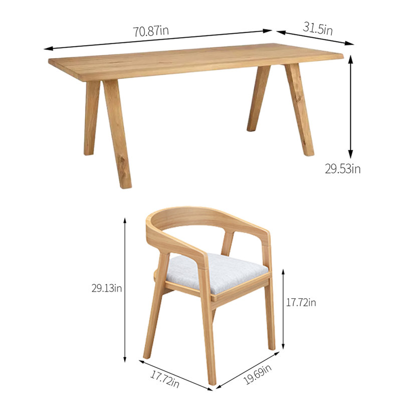 Rectangular Dining Set, H 29,53 po x L 70,87 po x l 31,5 po