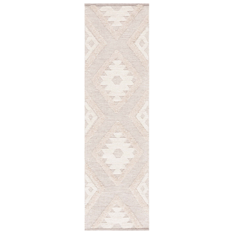 Keslie Hand Woven Wool Pile Geometric Rug, Runner 2'3" x 8'
