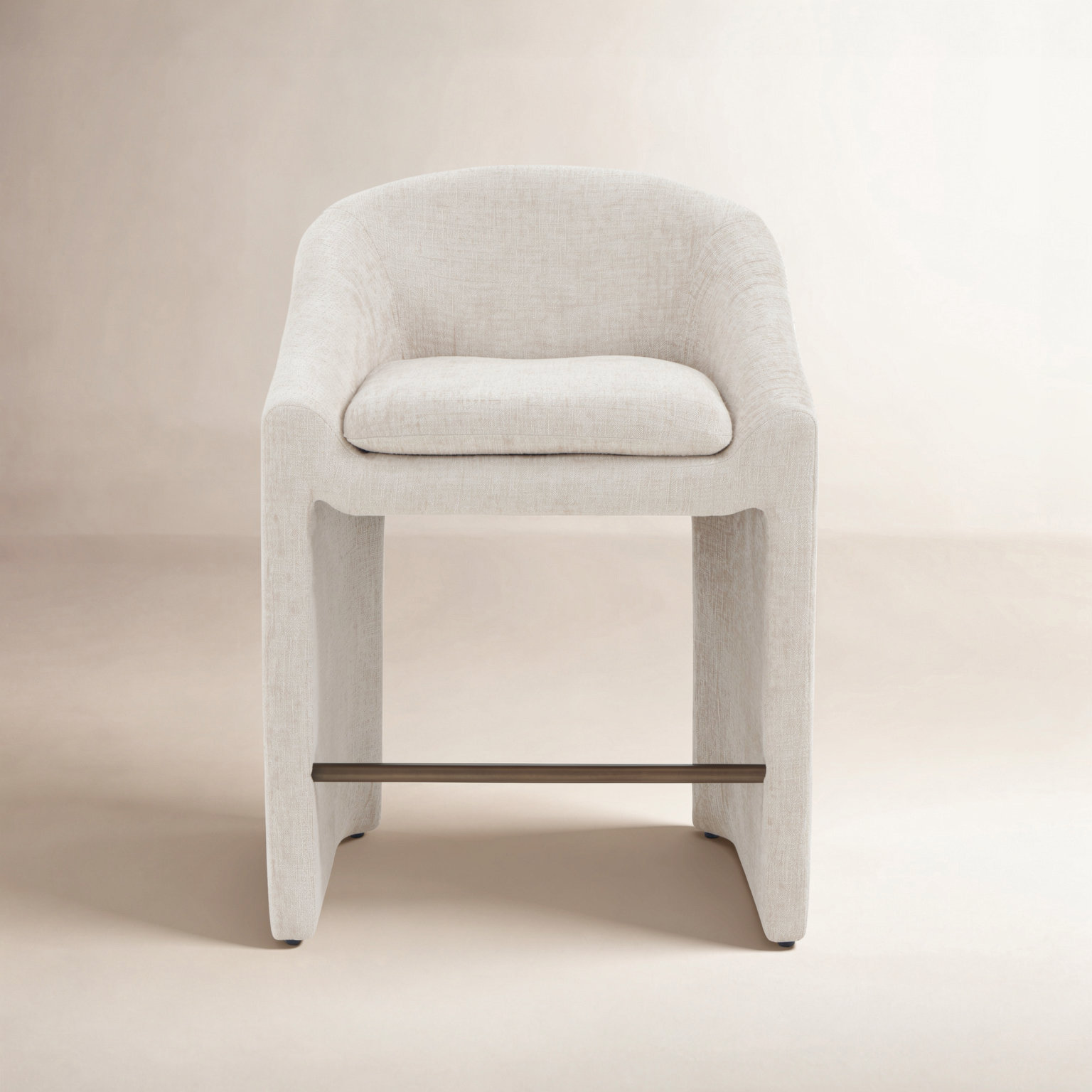 Oshawa Upholstered Chenille Bar and Counter Stool, Counter Stool (26.8" Seat Height), Cream