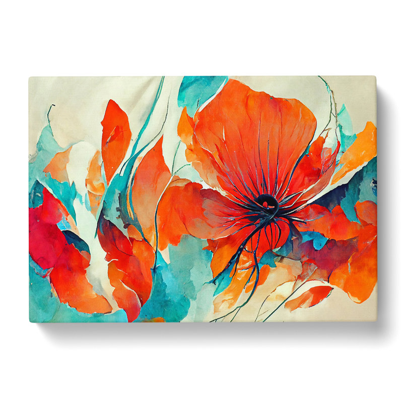 Modern Abstract Flowers Vol.6 - Wrapped Canvas Painting, 35cm H x 50cm W x 3cm D