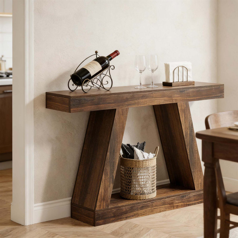 Table de canapé, console, table d'appoint à deux niveaux Vintage, Marron foncé
