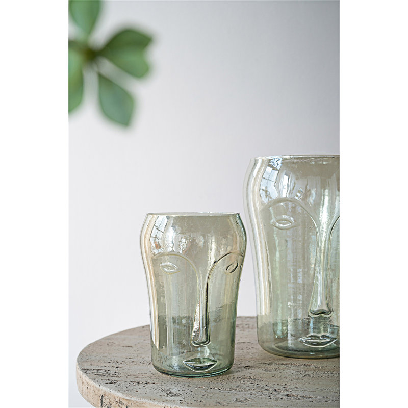 Vases décoratifs en verre avec motifs de visage