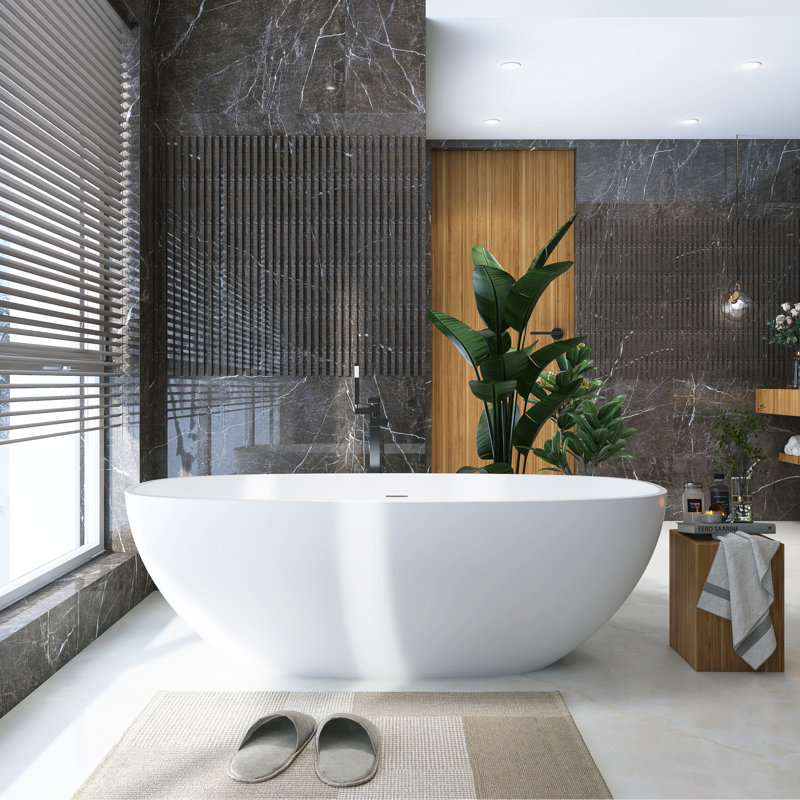 66.9'' x 29.5'' Soaking Solid Surface Bathtub