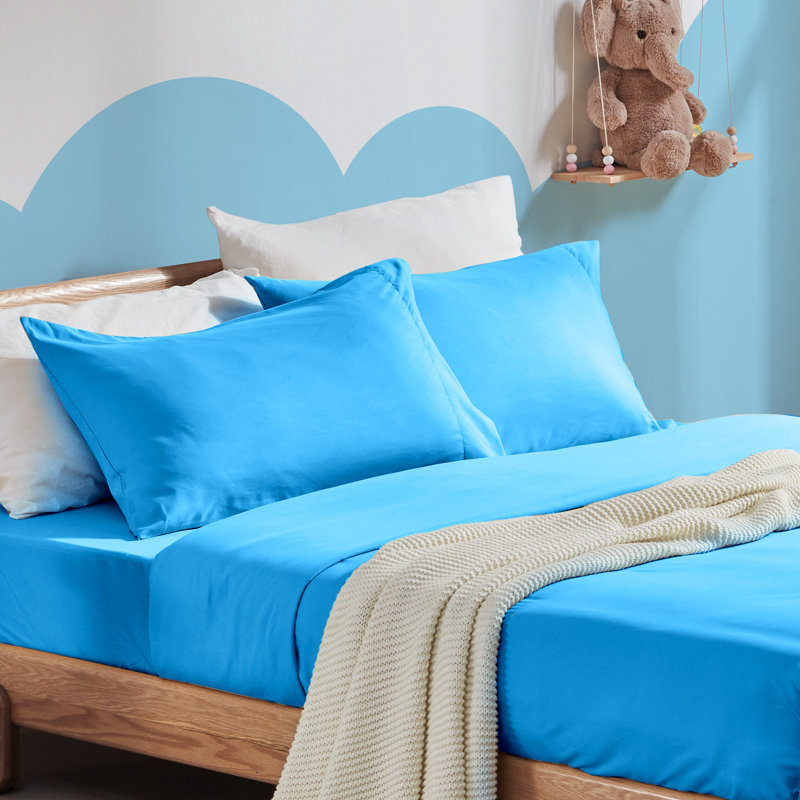 Ensemble de draps pour enfants, Ensemble de draps pour grand lit + un drap-housse, Bleu pur