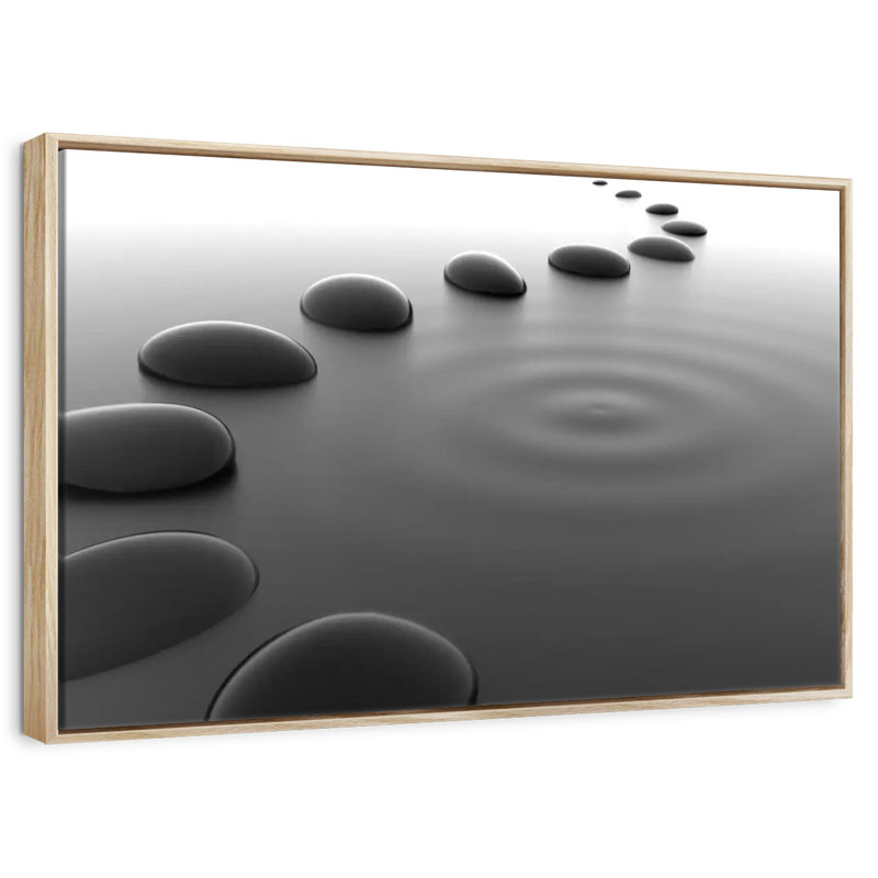 Cailloux sur l'eau, Cadre flottant en bois naturel, 43 po x 29 po