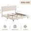 Lit plateforme très grand californien avec tête de lit tapissier réglable, lattes en bois, style moderne-186888896-186888897