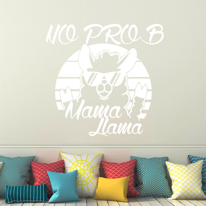Décalcomanie murale "no prob maman llama", Blanc