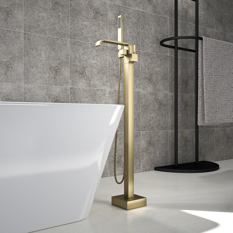 2 Handle Bathroom Waterfall Faucet with Diverter, Brushed Gold