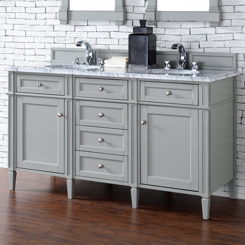 Brittany 60'' W Double Bathroom Vanity Base, Saddle Brown