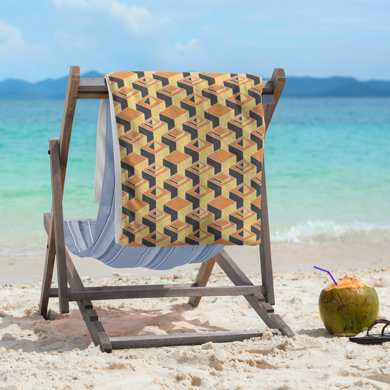 Serviette de plage classique gratte-ciels, Orange/jaune