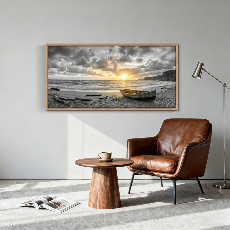Tableau encadré sur toile « Coucher de soleil sur la plage », 122 x 61 cm (48 x 24 pouces), 1 pièce, 48 x 24 pouces