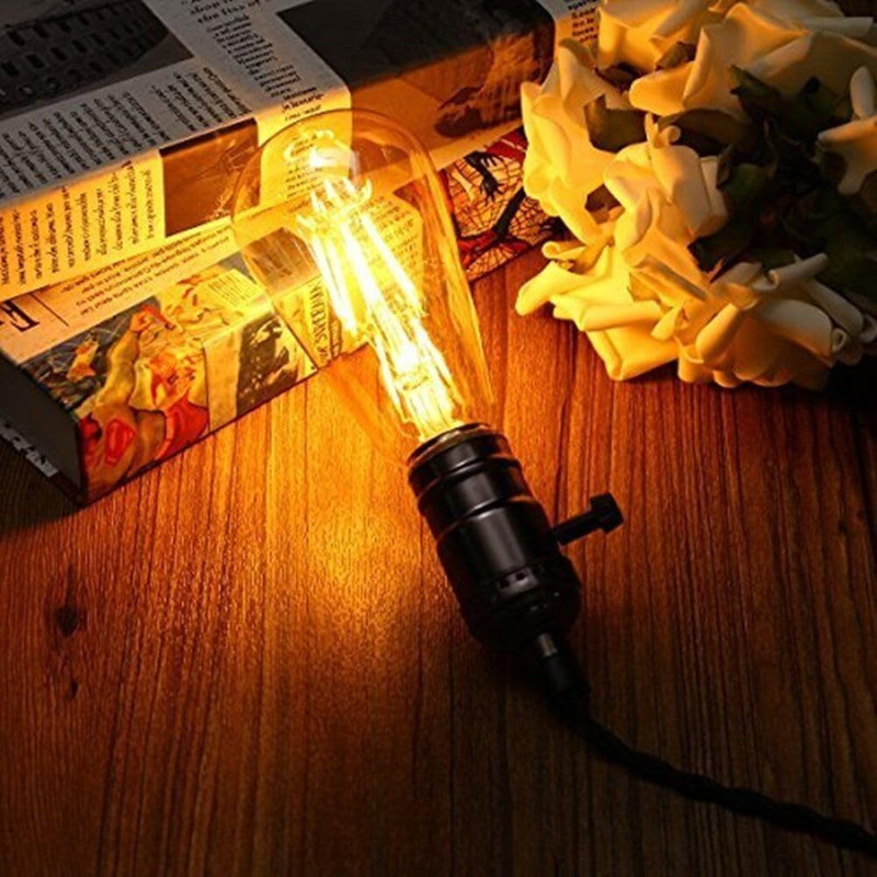 LED Edison Bulb, 4 Pack, E27 Vintage Light Bulb,4W Screw ST64 LED Bulbs, 2700K Warm White Led Filament Bulbs, Antique Style Squirrel Cage Retro Amber Glass Screw Lamp (E27 4W)