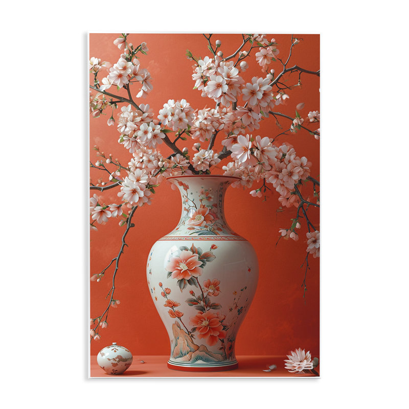 Fleurs dans un vase oriental, art mural par Roozbeh Bahramali, H 15 po x l 10 po