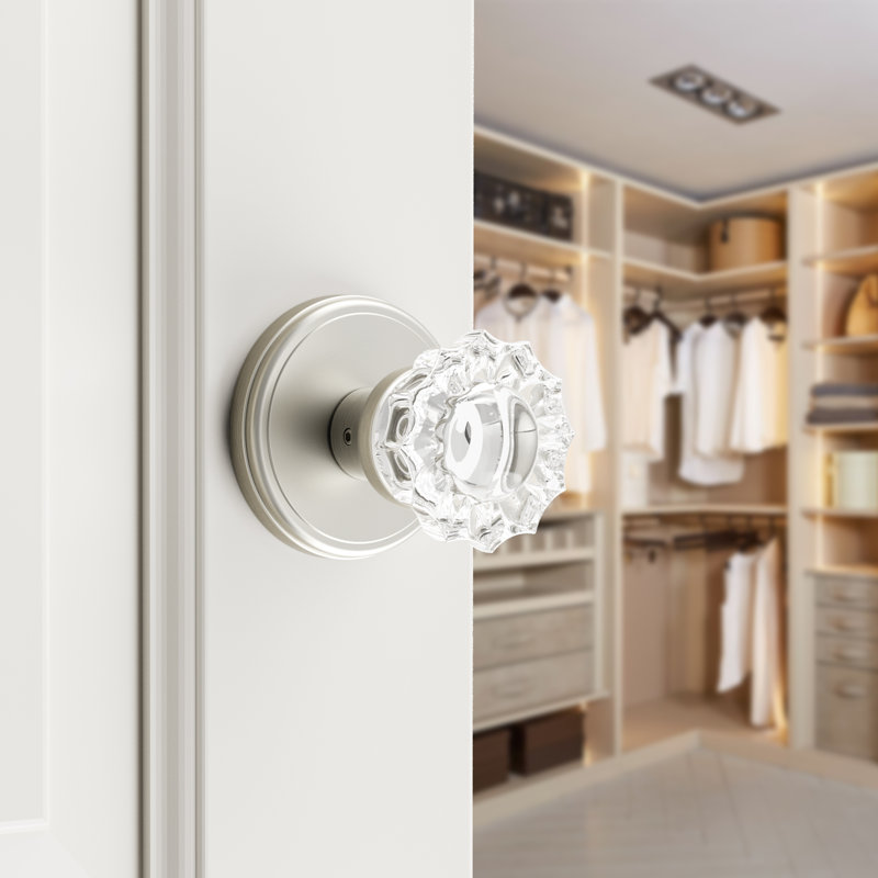 Coolnews Retro Elegant Series - Round Crystal Dummy Door Knobs, Satin Nickel