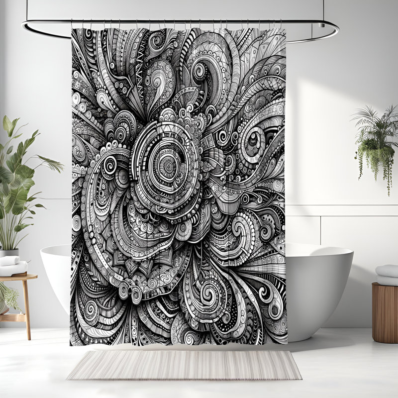 Harriett Abstract Shower Curtain, 72"H x 70"W