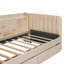 Lit de jour simple tapissier avec tiroirs, tablettes, armoires rabattables et table d'appoint