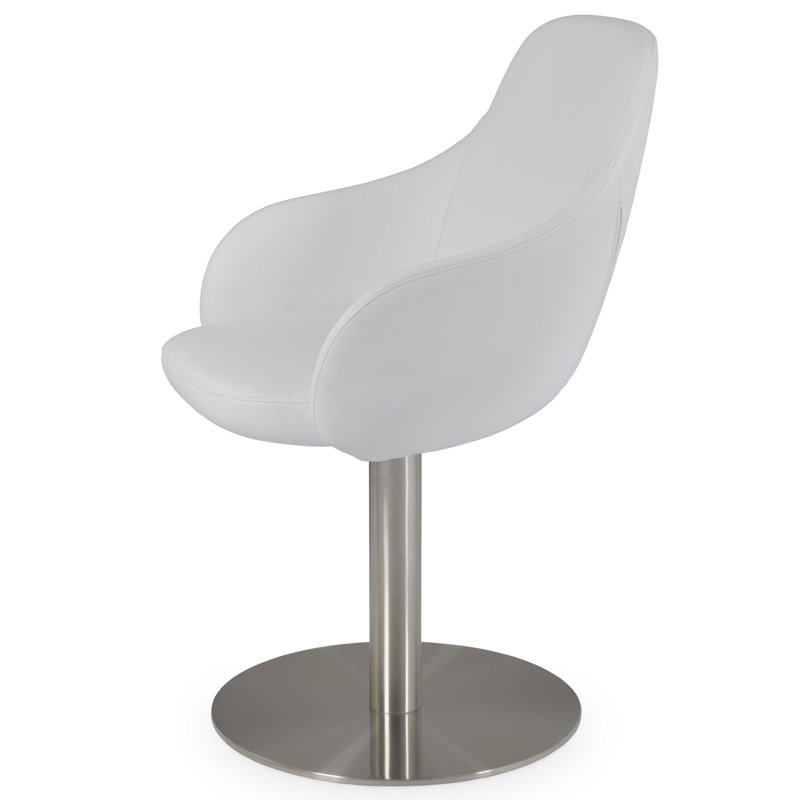 Chaise ronde Gazel, Blanc, Chrome brossé
