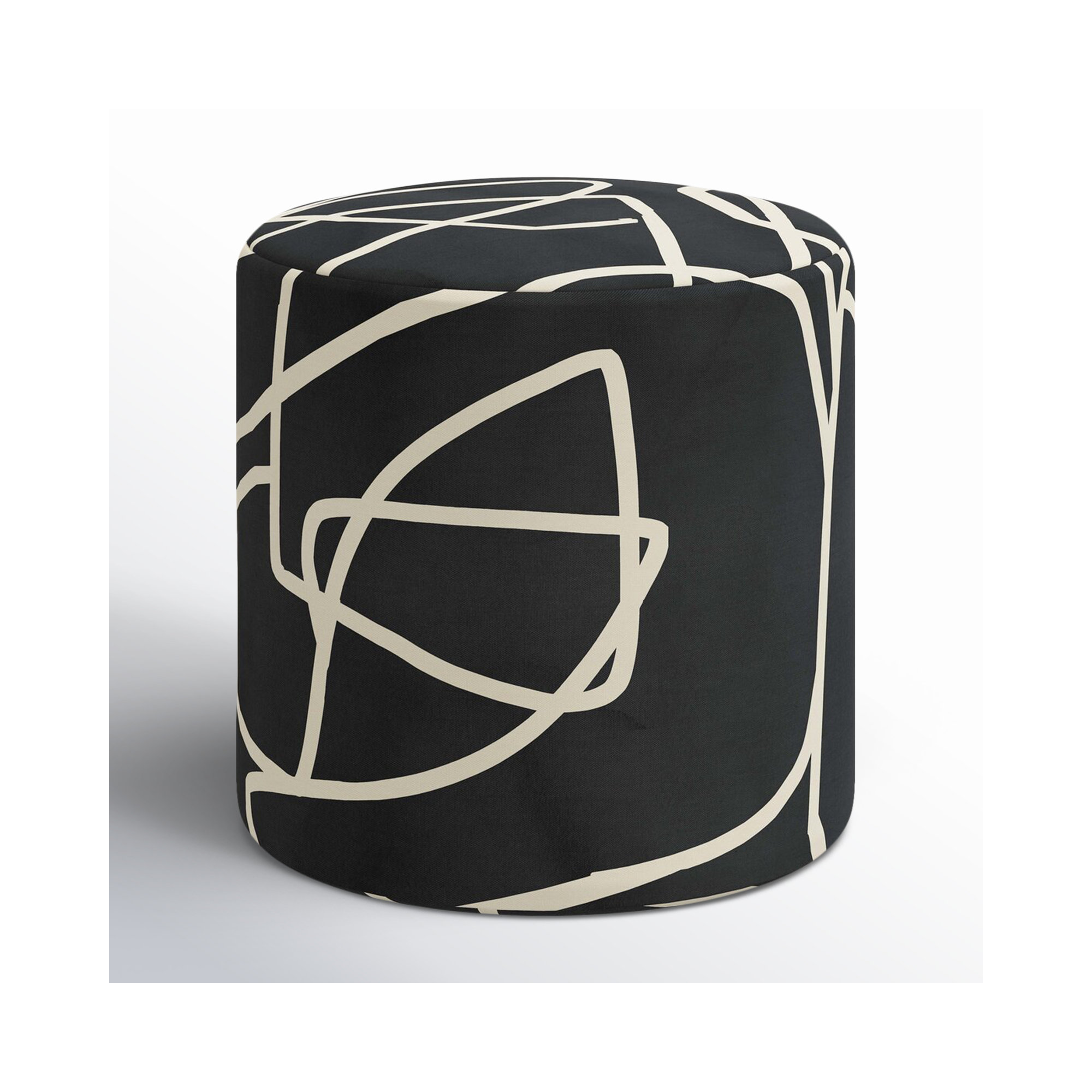 Orlando Upholstered Ottoman, Black Cotton