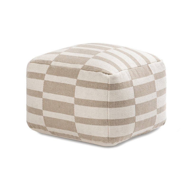 Maryann Natural Upholstered Pouf Ottoman, Natural