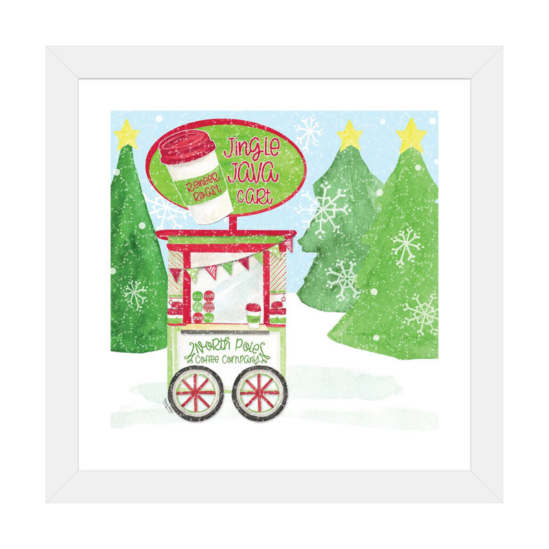«Food Cart Christmas II Jingle Java» par Tara Reed - impression, Papier encadré blanc, Blanc, H 24 po x l 24 po x p 1 po