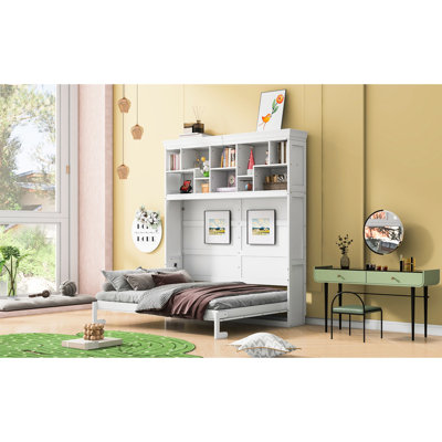 Grand lit blanc avec tablettes supérieures et qualité - Mobilier peu encombrant pour les salles de sport, collections de matelas confortables