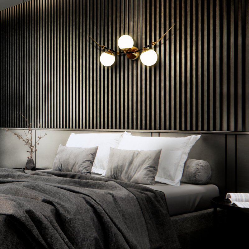 Chianti 39-in Integrated LED ETL Certified Linear Wall Sconce Light with 3 Glass Shades Brass