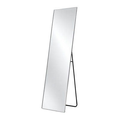 16" x 59" Rectangle Full Body Mirror With Silver Metal Frame, Freestanding or Wall-Mounted