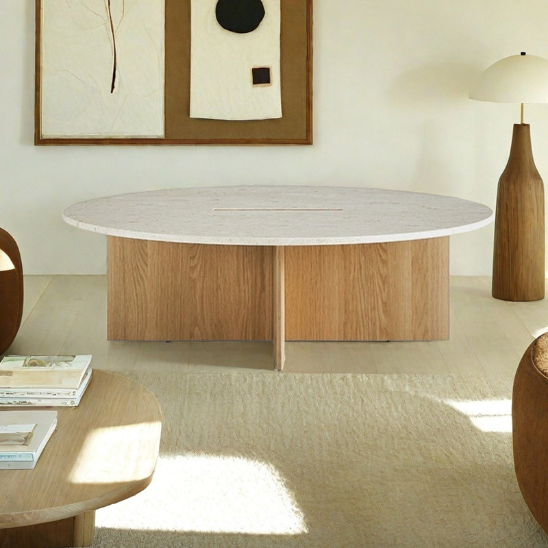 Creative Coffee Table with Marble and Wood
