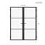 Portes intérieures doubles à 3 panneaux en verre clair, 60 po x 80 po, portes françaises en aluminium noir mat pour salon et salle à manger-136026385