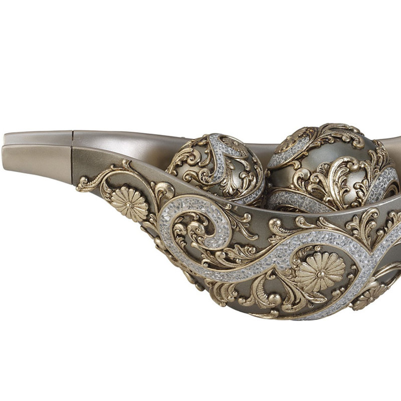 Elegant Polyresin Art Bowl Silver Finish Modern Decor Versatile Home Accent