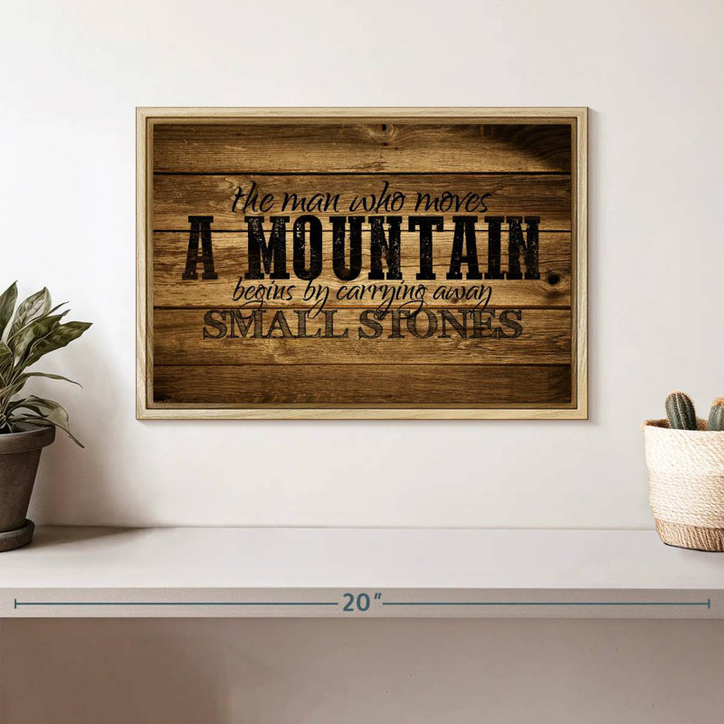 «Who Moves A Mountain», citation, Cadre flottant en bois naturel, 13 po x 9 po