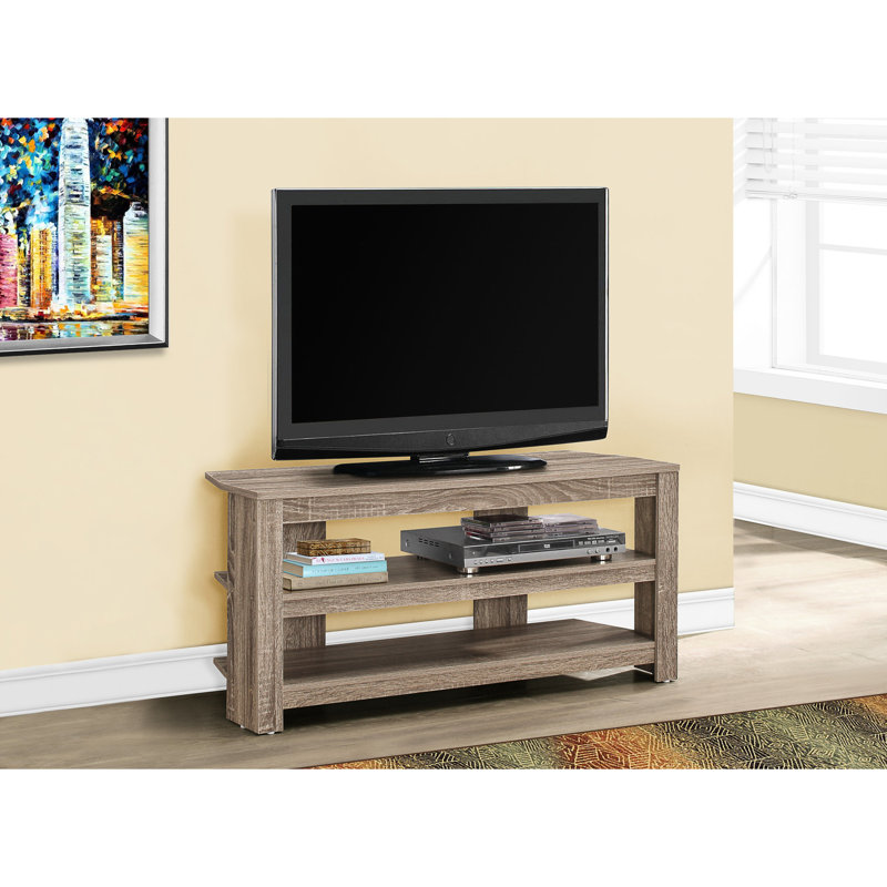 Meuble télé 42 po Taupe, meuble multimédia avec support de rangement pour chambre à coucher, design moderne