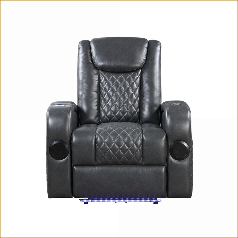 Fauteuils inclinables: Fauteuil inclinable électrique avec Bluetooth, chargeur sans fil et amp; Porte-gobelet rafraîchissant | Gris foncé | Similicuir