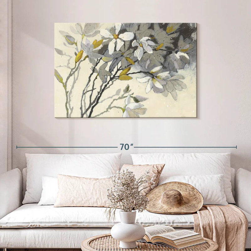 Harnek Magnolias jaune gris, H 30 po x l 45 po