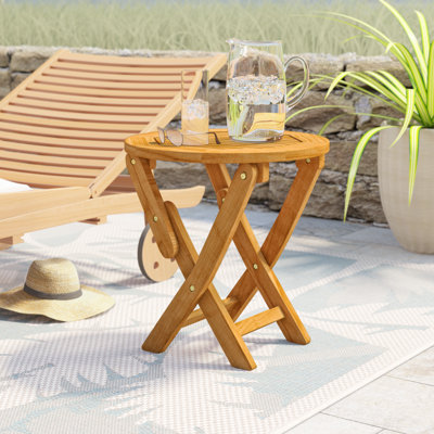 Blaser Round Yellow Balau Outdoor Folding Side Table