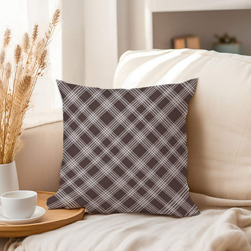 Retro Brown Plaid Pattern III, 18" H x 18" W