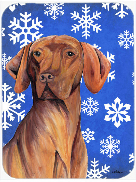 The Holiday Aisle Ashlynn Vizsla Glass Cutting Board, Blue/White