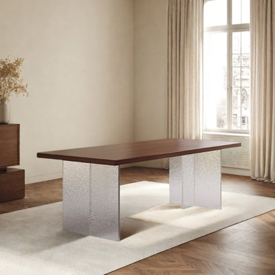 Modern Durable Oak Solid Acrylic Large Table