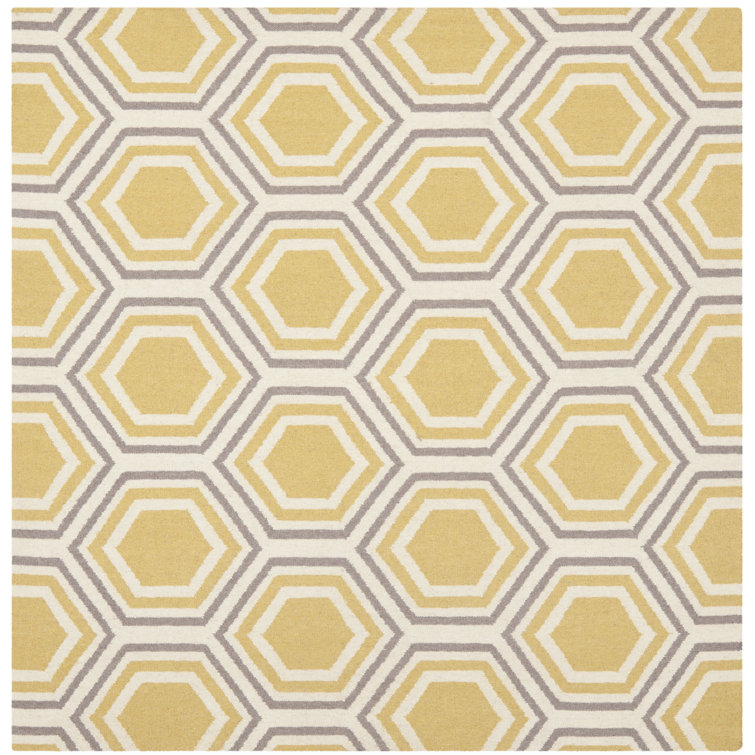 Robby Geometric Handwoven Wool Yellow/Beige Area Rug