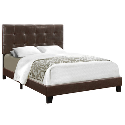 Luxurious Full Size Bed With Brown Upholstery And Headboard Bedroom Upholstered In Dark