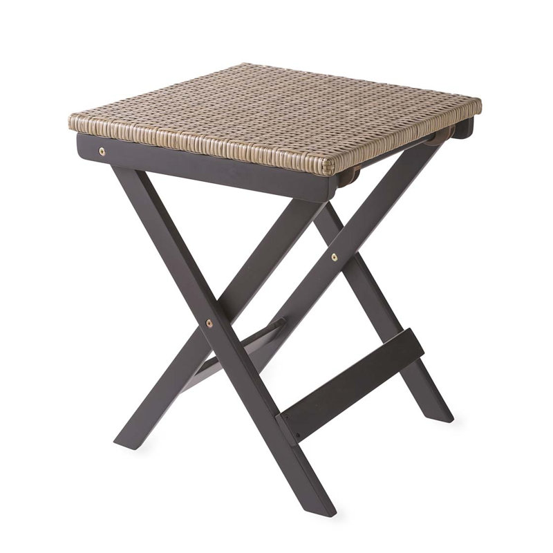Rayveon Rectangular Eucalyptus Folding Outdoor Side Table , 17.91'' in. W 17.91'' in. D, Black