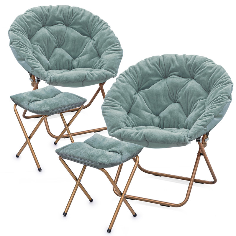 Chaises confortables avec repose-pieds et repose-pieds Papasan, Sarcelle