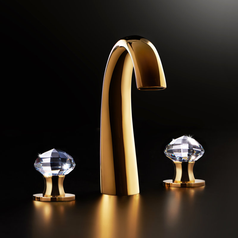 Rock Widespread Bathroom Faucet, Polished Gold