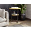 Table d'appoint ronde industrielle, table de bout latérale de 22 pouces avec tablette de rangement, finition en bois récupéré et structure en métal noir pour le salon